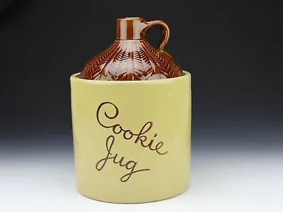 Stoneware Cookie Jar Moonshine 11   Whiskey Jug W/Cork Western Monmouth IL VTG • $19.99