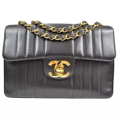 Chanel Black Lambskin Mademoiselle Jumbo Classic Flap Shoulder Bag 59711 • £3351.68