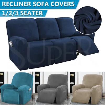 Recliner Sofa Chair Cover Velvet Reclining Couch Slipcover Stretch 1 2 3 Seater • $68.99