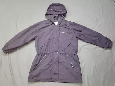 Eddie Bauer Women's Hooded Softshell Jacket Size Medium Purple Mid-Length Coat • $8.99