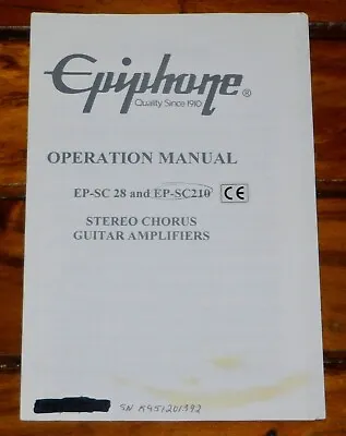 Vintage Epiphone EP-SC210 Stereo Guitar Amplifier Operation/Instruction Manual • $6.85