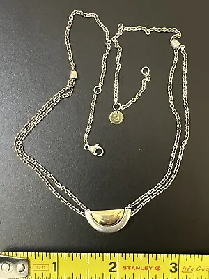 Sterling Silver 14k Necklace Signed Movado 925 Rare Radius Collection Double 16” • $295