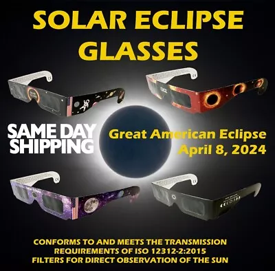 Same Day Ship - Solar Eclipse Glasses Approved ISO 12312-2 Certified Direct Sun • $2