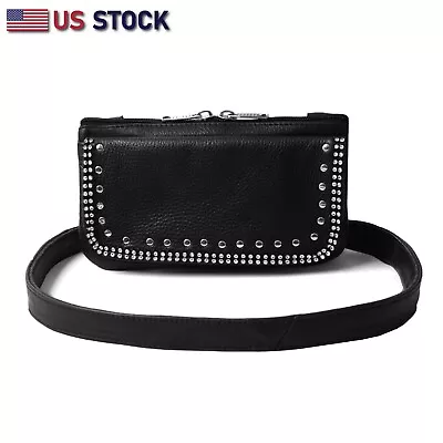 Leather Hip Clip Purse Bag Women Waist Bag Fanny Pack Motorcycle Biker BLING • $29