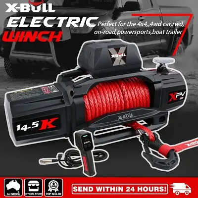 X-BULL 12V Electric Winch 14500LBS Trailer Winch Dampener Kit 4X4 Synthetic Rope • $589