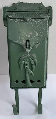 Vintage Metal Mailbox With Palm Tree Wall Mount With Newspaper Holder • $100