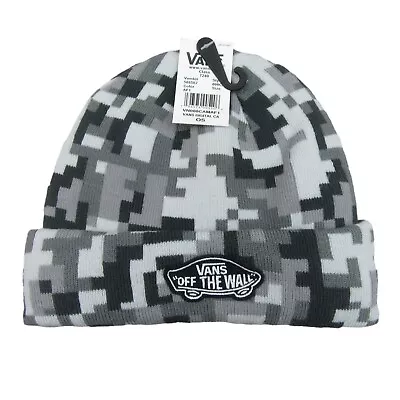 Vans Off The Wall Patch Digital Camo Cuff Beanie Unisex One Size Black Grey NEW • $15.95