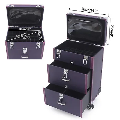 Large Rolling Cosmetic Case Makeup Trolley Rolling Makeup Case Waterproof • $66.60