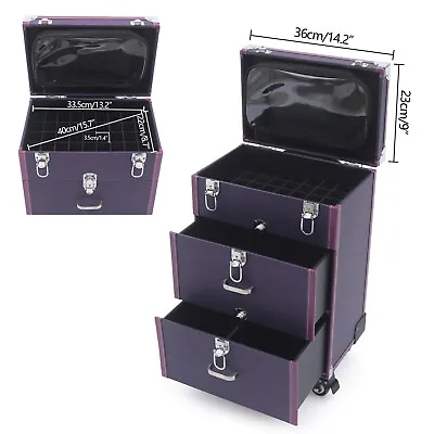 $99 • Buy Professional Makeup Case Travel Cosmetic Rolling Beauty Box Trolley Suitcase