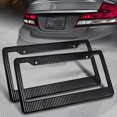 2 X JDM Black Carbon Look License Plate Frame Cover Front & Rear Universal 4 • $9.50