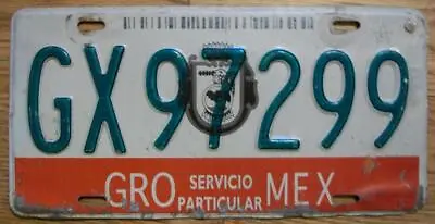 SINGLE MEXICO State Of GUERRERO LICENSE PLATE - 2000/02 - GX97299 • $12.99