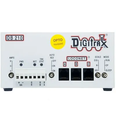 Digitrax ~ New 2024 ~ DB210-OPTO ~ 3/5/8 Amp ~ LocoNet Booster ~ Auto Reversing  • $147.23