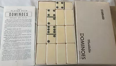 VINTAGE STANDARD MARBLELIKE DOMINOES D9-616 USA ORIGINAL BOX & Instructions • $33.33