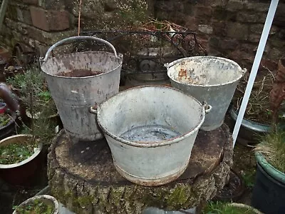 Vintage Galvanized Bucket Planter's Galvanised Metal Bucket Pail Tub Job Lot • £40