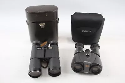 Vintage BINOCULARS Inc Zeiss 10x50w & Canon Image Stabilizer W/ Original Case X2 • £103