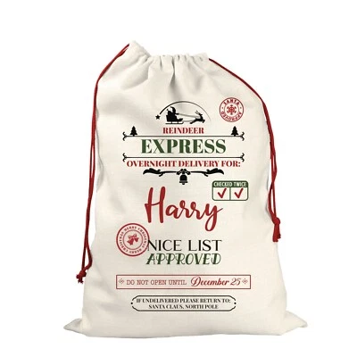 £8.99 • Buy Personalised Santa Sack Father Christmas Bag Stocking Presents Gift Reindeer Exp