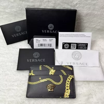 Authentic VERSACE Medusa Head Men’s Card Wallet Gold Chains Pattern NWT New Tags • $279