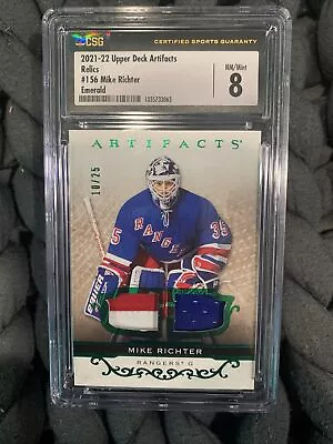 2021-22 Upper Deck Artifacts Relics #156 Mike Richter Emerald #10/25 CSG 8 Slab • $349.99