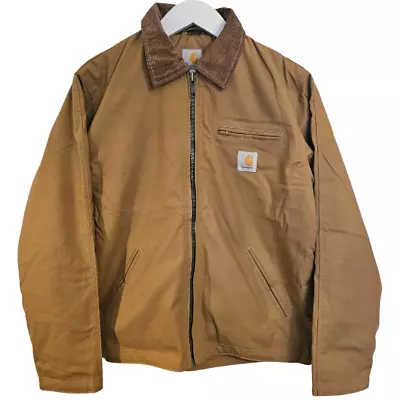 CARHARTT Detroit Mens Reworked Canvas Vintage Tan Camel Bomber Jacket - Medium • £75