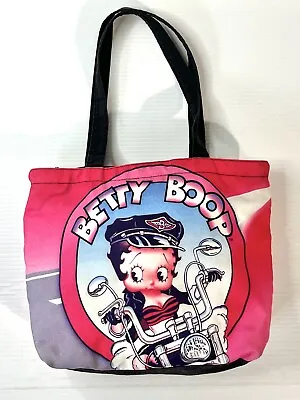 Betty Boop Motorcycle Biker Chick Zippered Tote Bag Purse Pink/Black Vintage • $28.95
