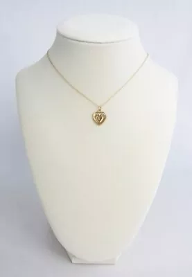 Vintage 10K Yellow Gold Tiny Dainty Etched Monogram S Heart Locket Necklace • $49