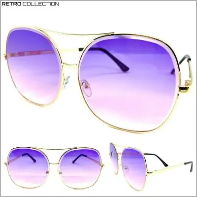 $12.99 • Buy OVERSIZED EXAGGERATED Retro SUNGLASSES Huge Jumbo XL Gold Frame Purple Pink Lens