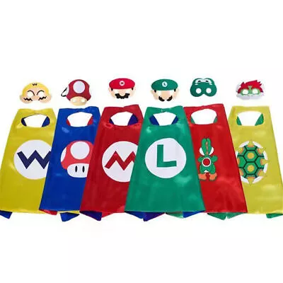 Super Mario Bros Cosplay Costume Cloak & Blindfold Kids Halloween Party DressЙ • $12.85