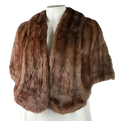 Vtg 50s US Women’s XS S M Brown Genuine Mink (?) Fur Jacket Capelet Stole Wrap • $79.99