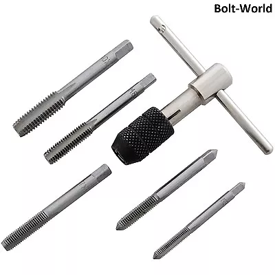 6pc M6 M7 M8 M10 M12 Heavy Duty Alloy Steel Tap Wrench T Handle Chuck Bits Set  • £7.49