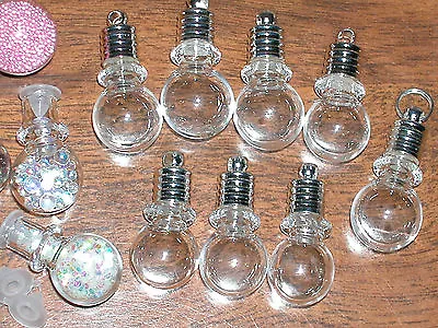 1 Round Mini Glass Bottle  Vial Charm Crystal Ball • $2.20