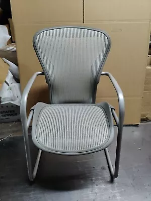 Herman Miller Aeron Side Chair Size B Desk Chair Titanium Silver Mesh Chair Rare • $379.99