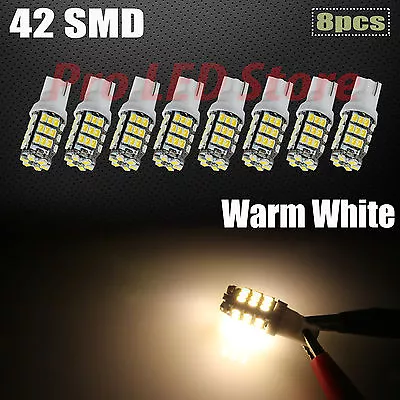 8x T10/921/194 RV Trailer 12V LED Lights Bulbs 42 SMD Warm White • $9