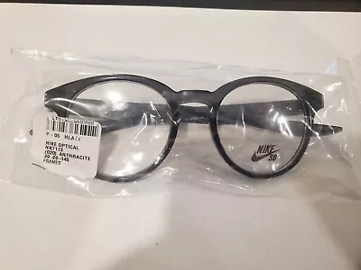 New Nike Eyeglasses 7113 Anthracite Grey 020 Round  Made  Italy 49/20/145 • $34