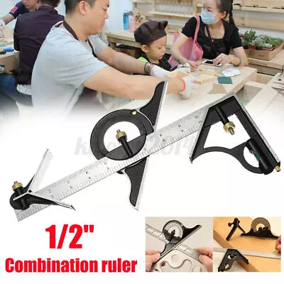 12  Measuring Tools Combination Protractor Tri- Square Angle Ruler Machinist • $23.18