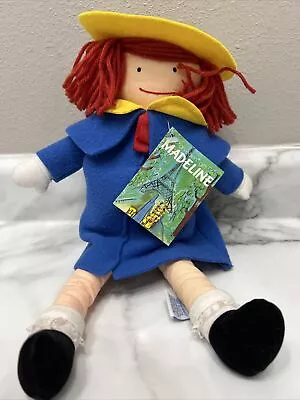 Vintage 1990 Eden Toys 15  Madeline Doll WITH TAGS Red Yarn Hair Blue Coat • $10.79
