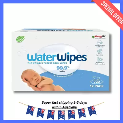 Biodegradable Baby Wipes 720 Wipes Total (12 Packs X 60 Wipes) 99.9% Water Based • $77