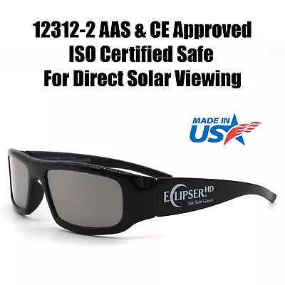 Solar Eclipse Glasses Plastic Frame ISO Certified Safe Made In The USA • $23.95