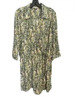 Cabi Womens Palm Leaf Print Faux Wrap Dress 3/4 Sleeves Collared Size Medium M • $19.99