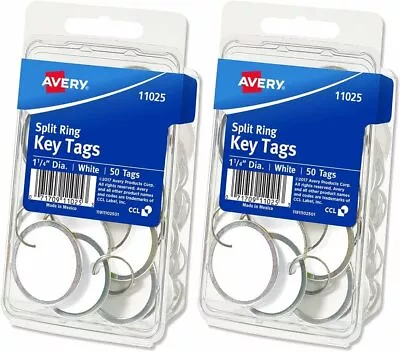 Avery Metal Rim Key TagsCard Stock/Metal White 50 Per Pack Sold As 2 Packs • $14.47