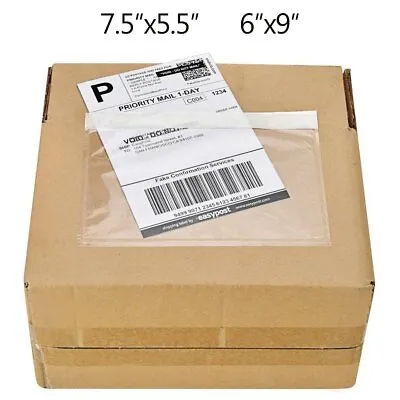 7.5”x5.5” 6”x9” Clear Packing List Invoice Shipping Label Self Envelopes Pouches • $19.97