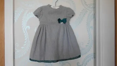 MAYORAL CHIC PALE GREY WARM BRUSH COTTON TODDLER DRESS Age 12 Mths. NEW • £10.95