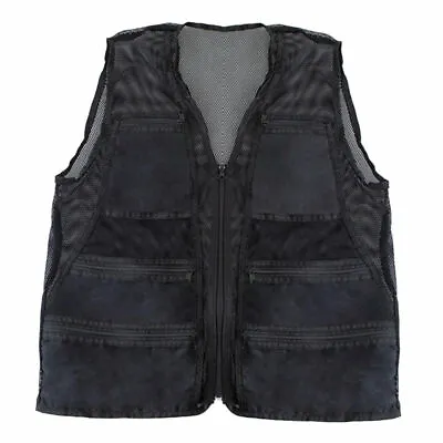 £19.79 • Buy Mens Mesh Fishing Vest Multi Pockets Quick Dry For Cargo Vest Photo Outdoor