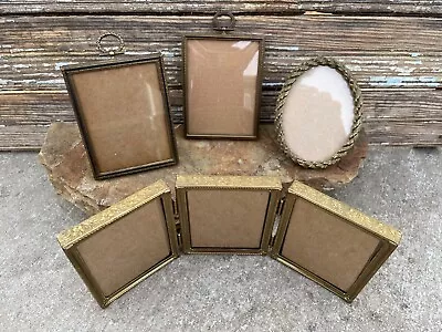 Antique/Vintage Brass/Gold Tone Frames - Lot Of 4 (one Is A Triple) - 3x4 - MCM • $29