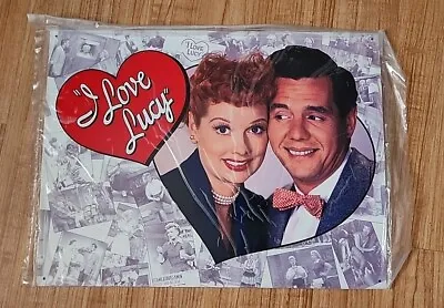 I Love Lucy Metal Sign Lucy And Desi Red Heart Logo Pearls Black And White Photo • $15