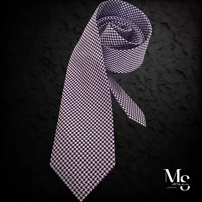 CHARLES TYRWHITT Purple Woven Royal Puppytooth Silk Tie W: 3.4  EX COND • $46.98