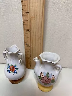 Vintage Made In Occupied Japan Hand Painted Miniature Vases Lot Of 2 • $10