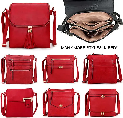 £15.94 • Buy Ladies Red Cross Body Bag Messenger Large Over Shoulder Satchel Handbag Strap