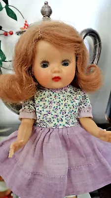 NASB Nancy Ann Storybook MUFFIE Brunette No Brows Doll In Lavender Outfit (2439) • $122