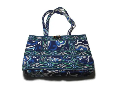 Vera Bradley Tote Purse Mediterranean Toggle Closure Quilted 2008 Blue Retired • $28.27