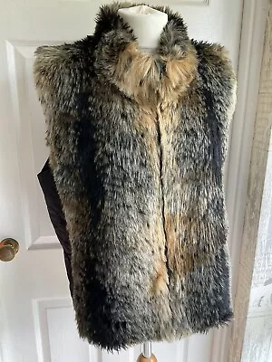 Vintage David Nieper Faux Fur Quilted Gilet Waistcoat Top Size L • £20